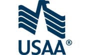 USAA's logo with on a white background
