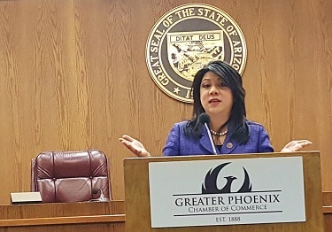 Sen. Kimberly Yee speaks during the Greater Phoenix Chamber of Commerce Capitol Conversations event Dec. 8 at the Arizona State Capitol. (Photo by Josh Coddington/GPCC)
