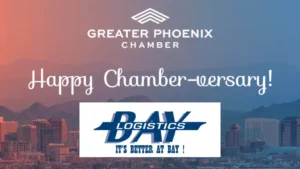 Happy Chamber-versary Bay Logistics logo