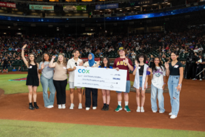 Cox Diversity Scholarship recipients are recognized at Cox Day at the Ballpark on the field pre-game with the Arizona Diamondbacks on Saturday, July 13, 2024. Photo is courtesy of Arizona Diamondbacks